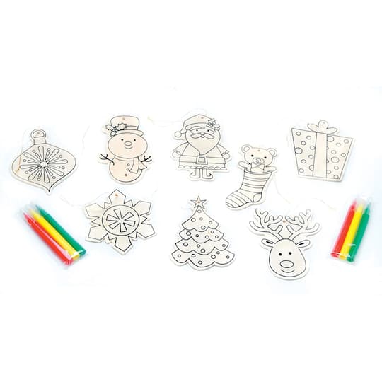 Assorted Darice® Wooden Christmas Ornament Kit with Markers